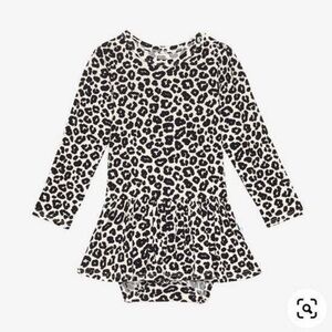 Posh Peanut leopard twirl body suit dress 6-12